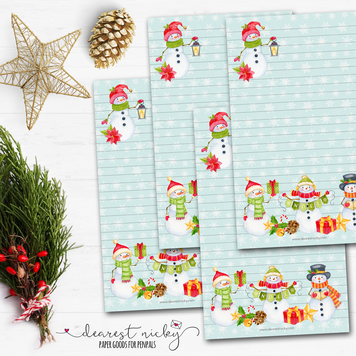 Nicky Writing Snowman Trio Letter Writing Paper – Dearest Nicky