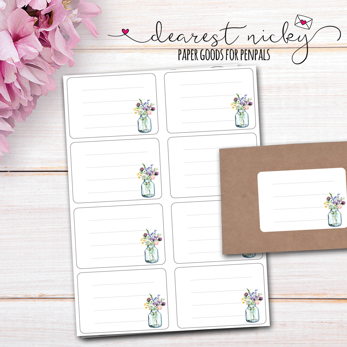 Spring Bouquet Mailing Address Labels - Set of 16