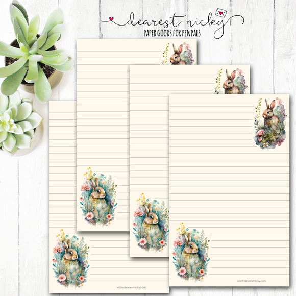 Spring Rabbits Letter Writing Paper
