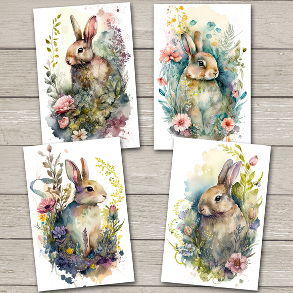 Spring Rabbits Postcards - Set of 4