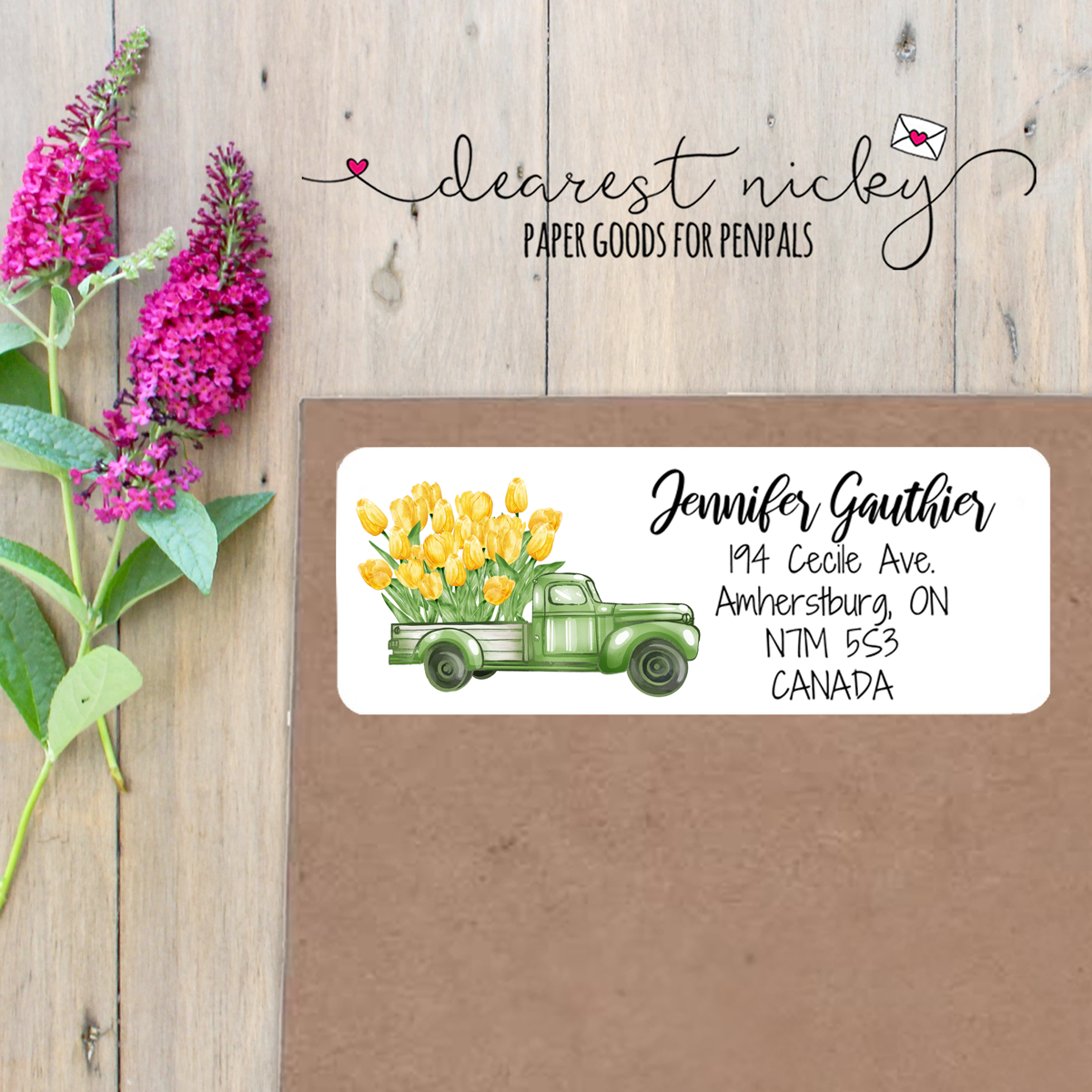 Tulip Truck Custom Return Address Labels Set of 30