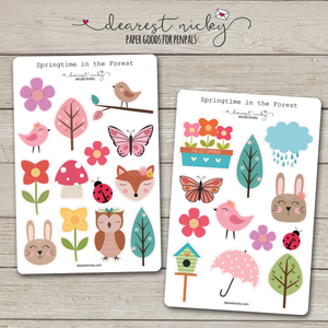 Springtime in the Forest Stickers - 2 Sheets
