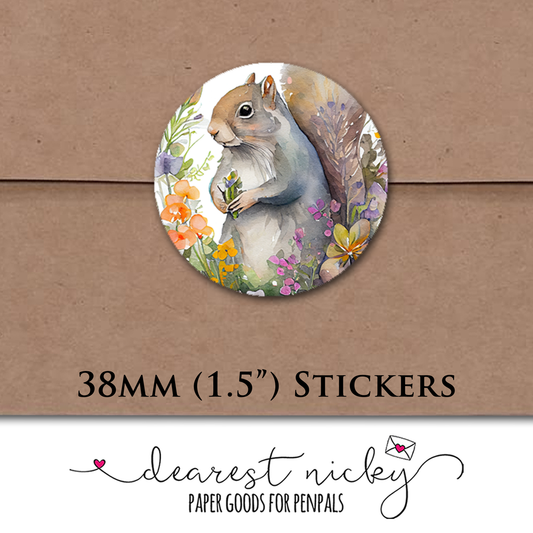 Squirrel Envelope Seals - Set of 30 Stickers