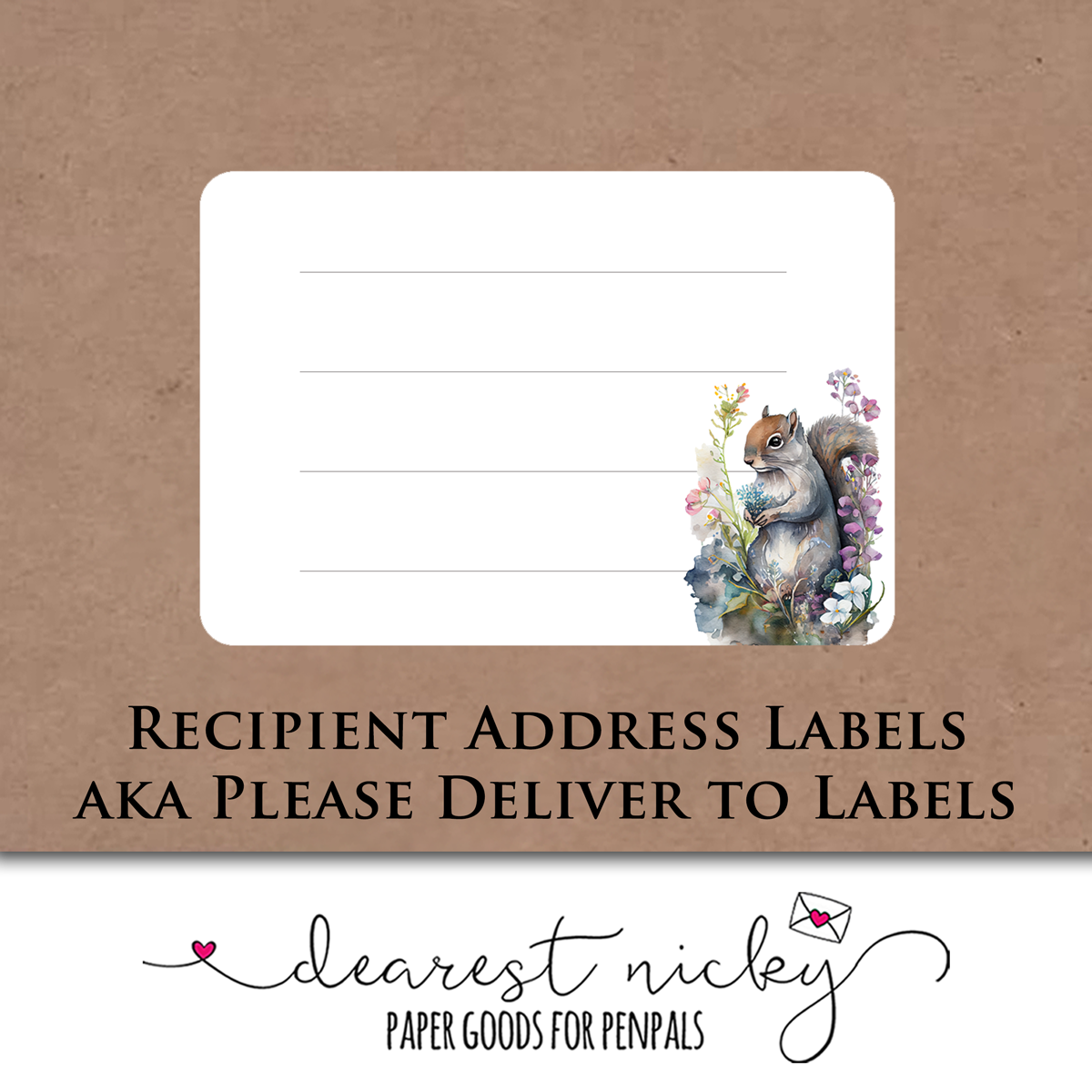 Squirrel Mailing Address Labels - Set of 16