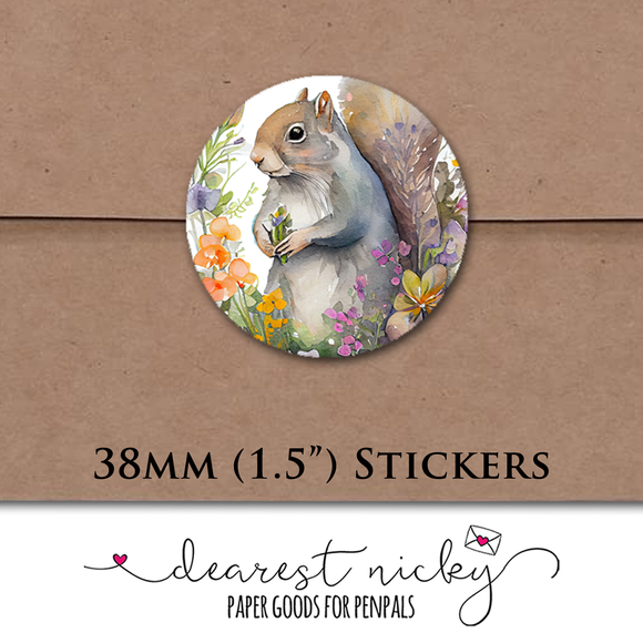 Squirrel Envelope Seals <br> Set of 30 Stickers