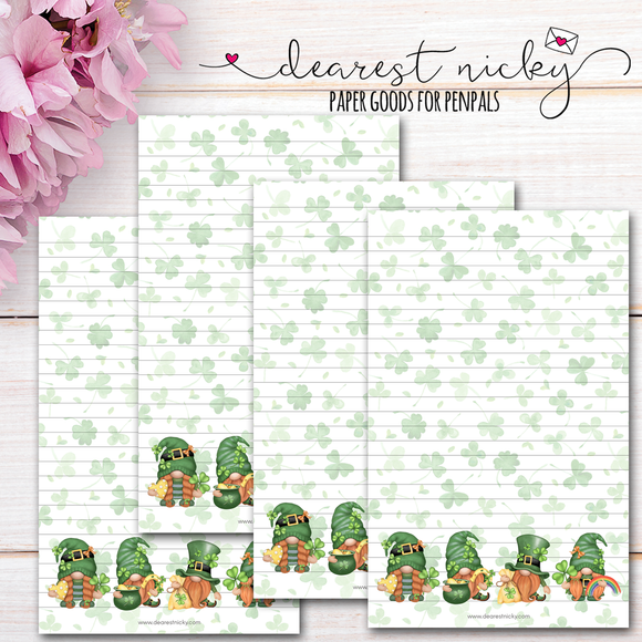 St. Patrick's Day Gnomes Letter Writing Paper