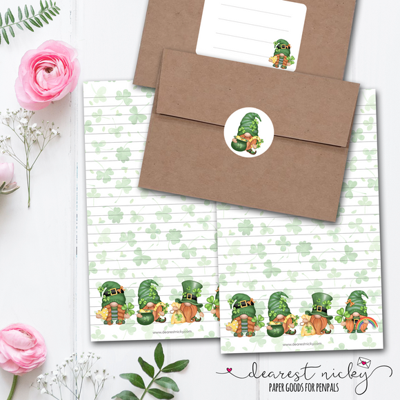 St. Patrick's Day Gnomes Letter Writing Set