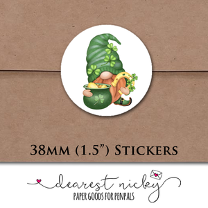 St. Patrick's Day Gnomes Envelope Seals <br> Set of 30 Stickers