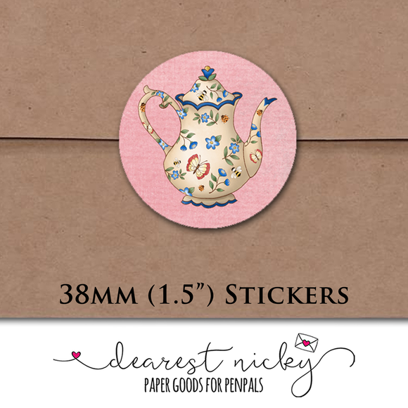 Stack of Teacups Envelope Seals <br> Set of 30 Stickers