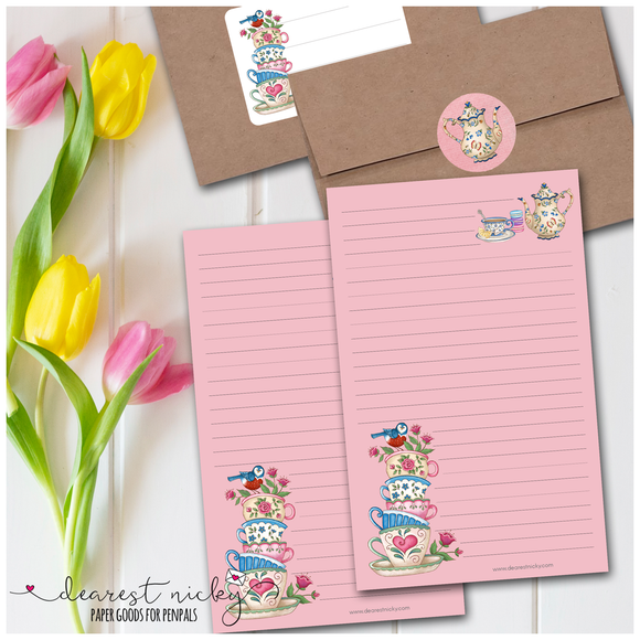 Stack Of Teacups Letter Writing Set Dearest Nicky Stack of teacups letter writing set dearest nicky