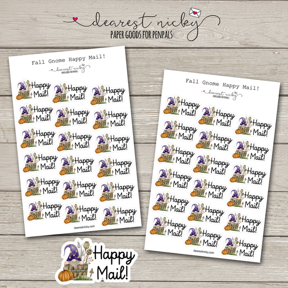 Fall Gnome Happy Mail Stickers - 2 Sheets