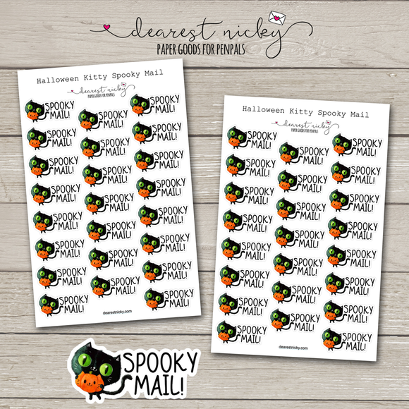 Rufus the Halloween Kitty Spooky Mail Stickers - 2 Sheets