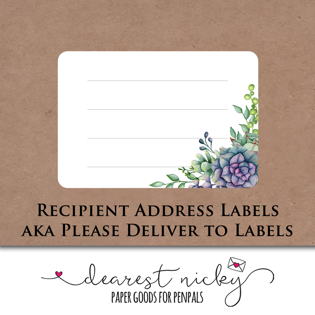 Succulents Address Labels - Set of 16