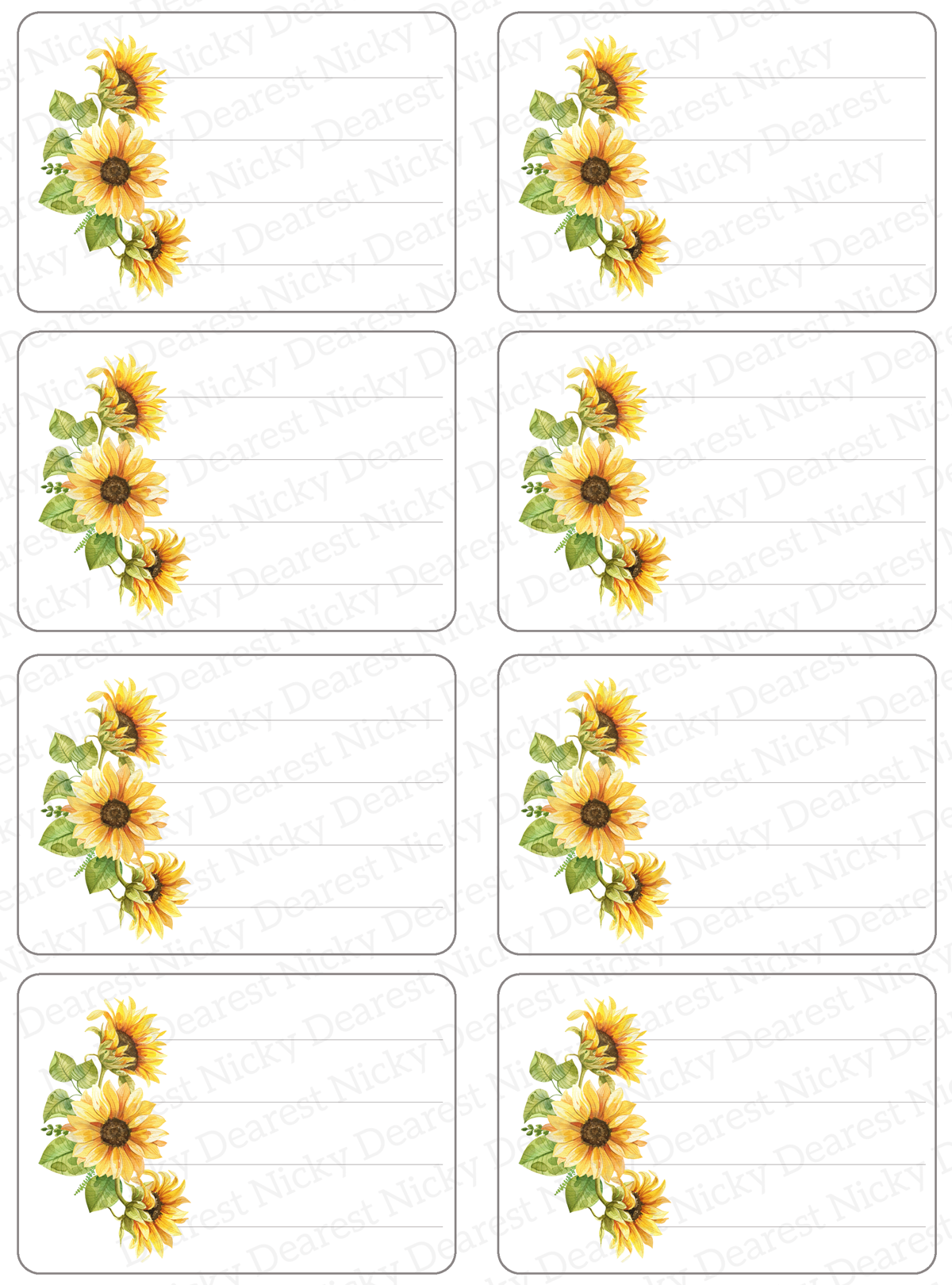 Étiquettes d'adresse postale de bouquet de tournesol<br> Lot de 16