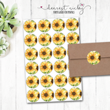 Sunflower Bouquet Envelope Seals <br> Set of 30 Stickers