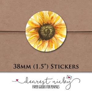 Sunflowers Envelope Seals <br> Set of 30 Stickers