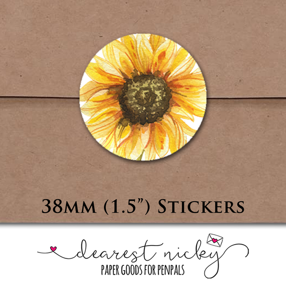 Sunflowers Envelope Seals <br> Set of 30 Stickers