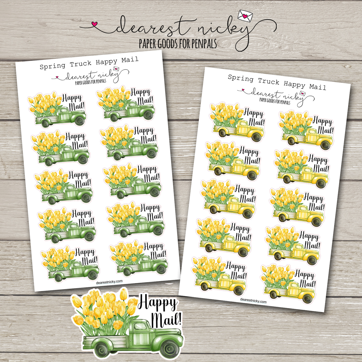 Tulip Truck Happy Mail Stickers - 2 Sheets