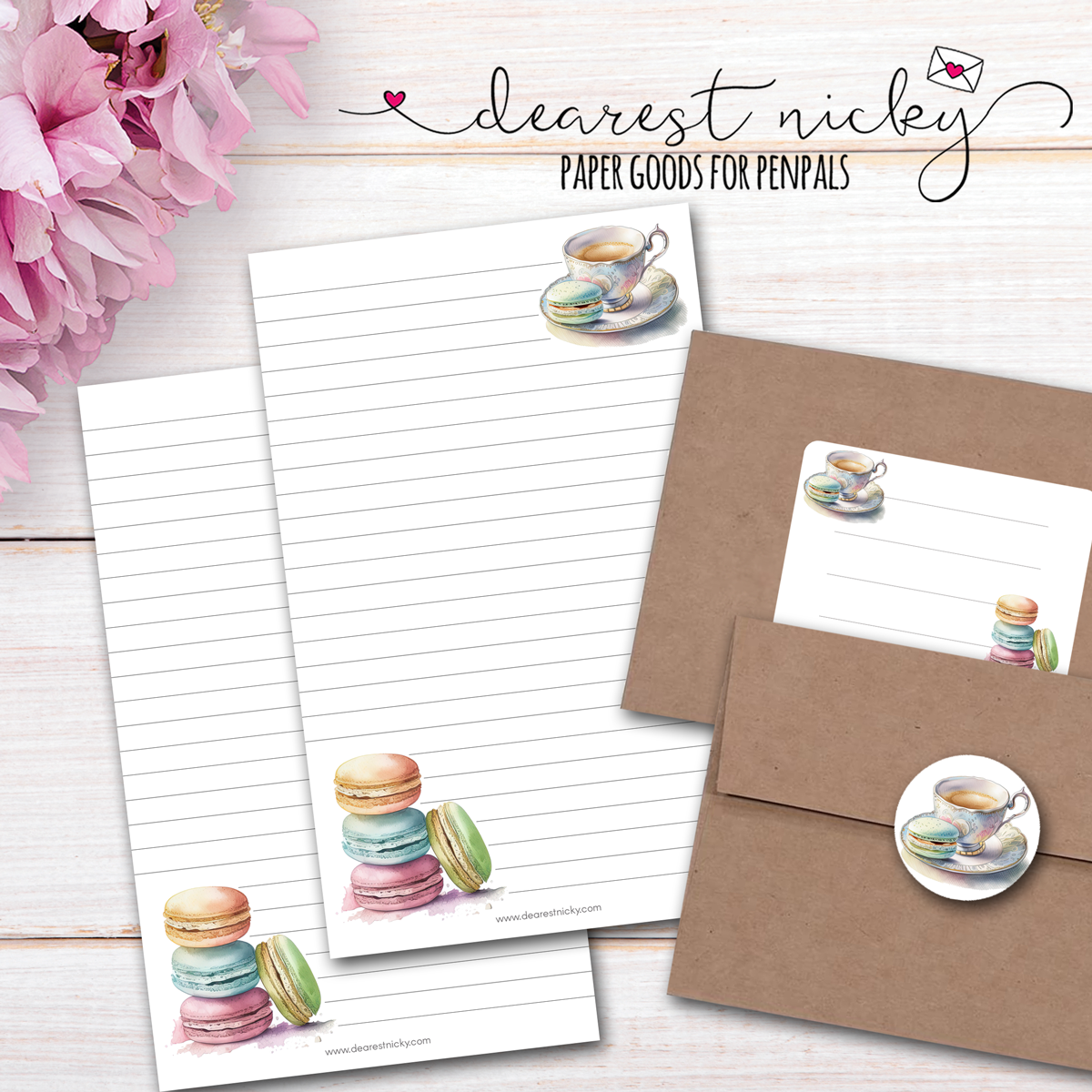 Tea & Macarons Letter Writing Set