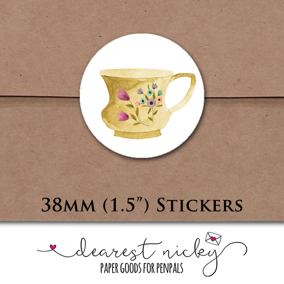 Teacups Envelope Seals <br> Set of 30 Stickers