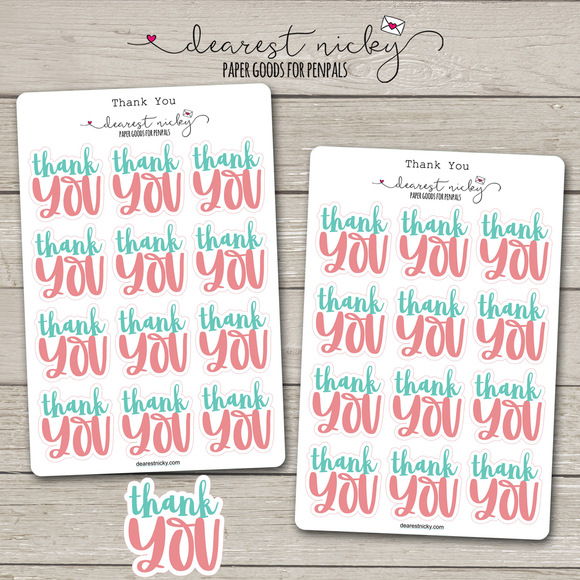 Thank You Stickers - 2 Sheets
