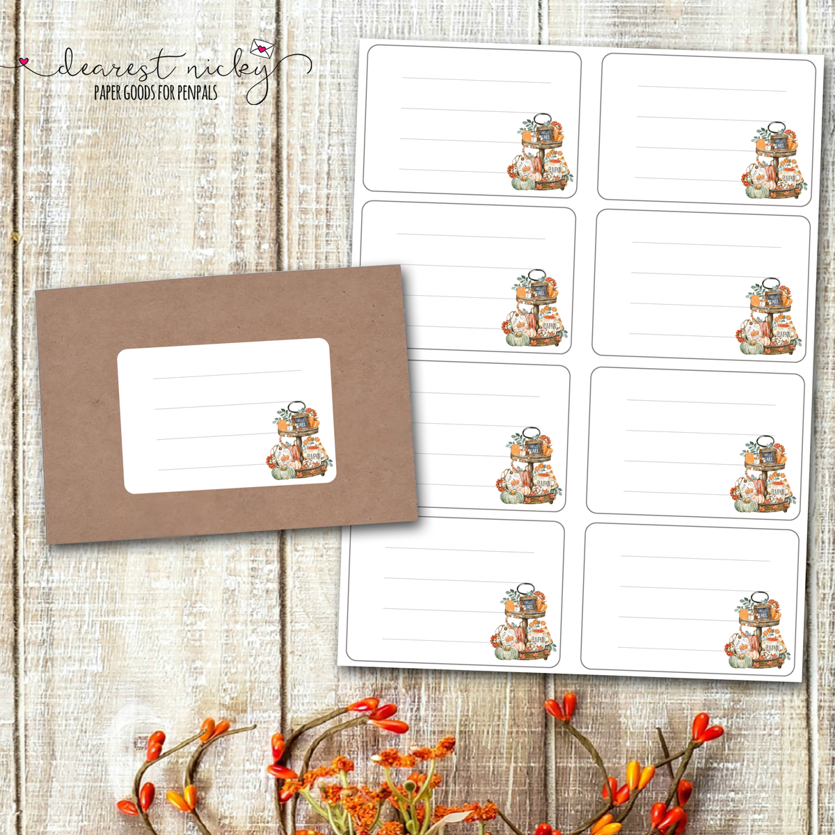 Hello Fall Tiered Tray Mailing Address Labels - Set of 16