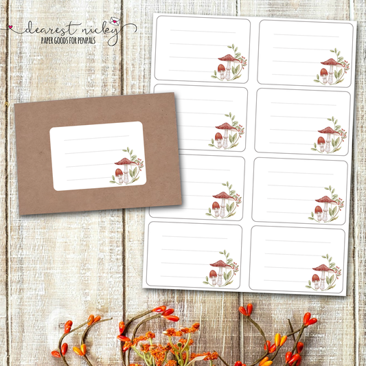 Toadstools Address Labels - Set of 16