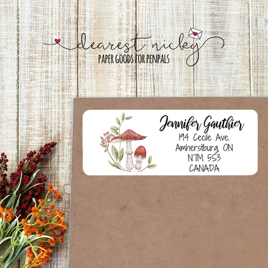 Toadstools Custom Return Address Labels Set of 30