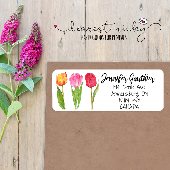 Tulip Garden Custom Return Address Labels Set of 30