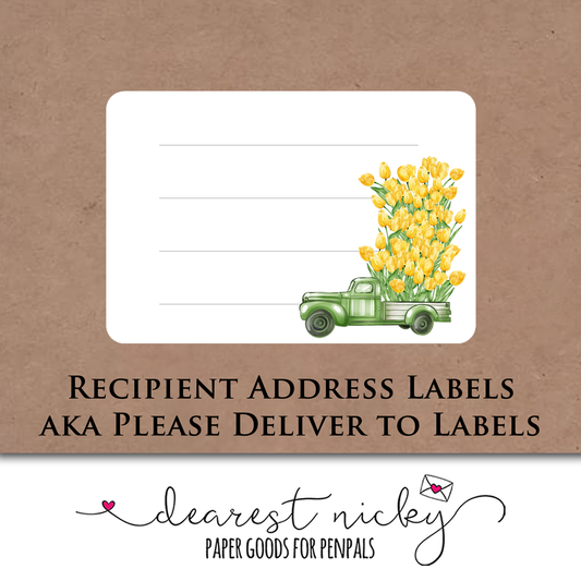 Tulip Truck Address Labels - Set of 16