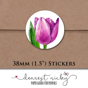 Tulips and Hyacinths Envelope Seals <br> Set of 30 Stickers