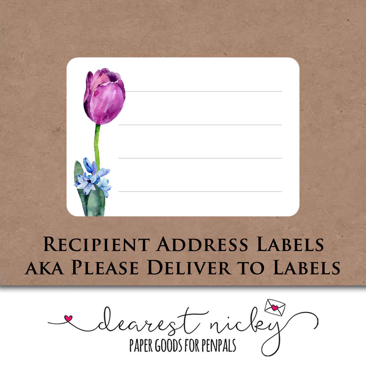 Tulips and Hyacinths Address Labels - Set of 16