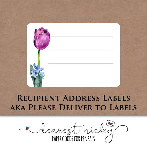 Tulips and Hyacinths Address Labels <br> Set of 16