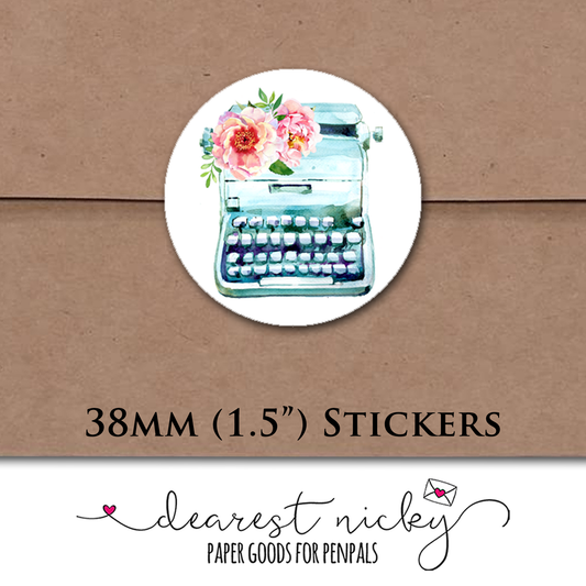Typewriter II Envelope Seals - Set of 30 Stickers