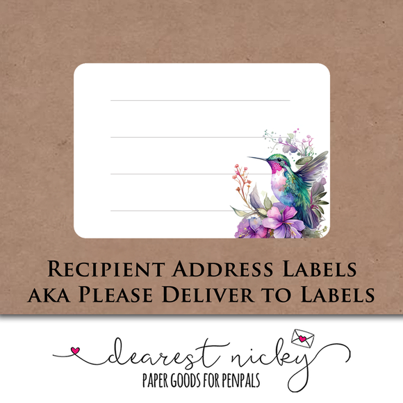 Watercolour Hummingbird Address Labels <br> Set of 16