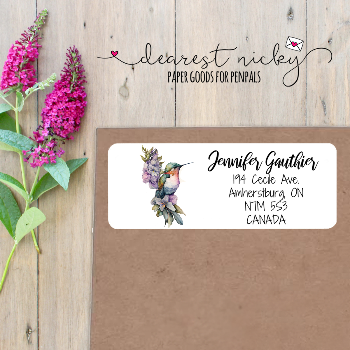 Watercolour Hummingbird Custom Return Address Labels Set of 30