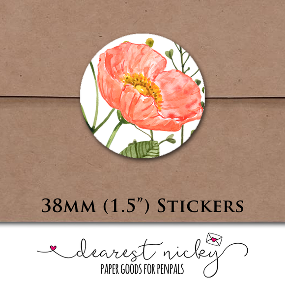 Wildflowers Envelope Seals <br> Set of 30 Stickers