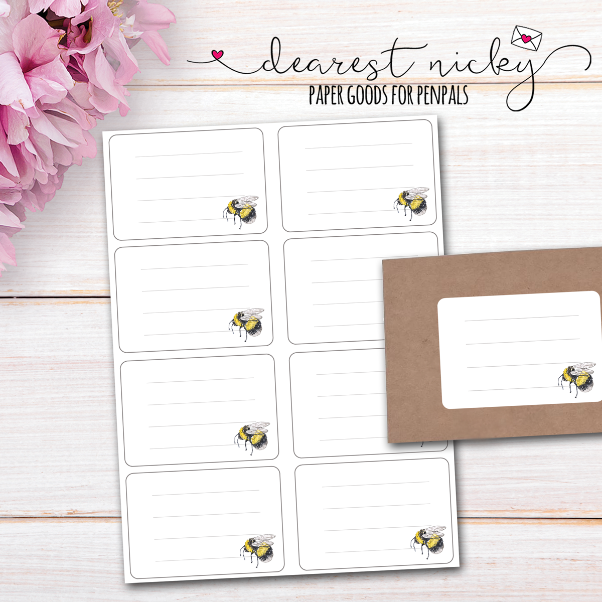 Wildflowers Bumble Bee Mailing Address Labels - Set of 16