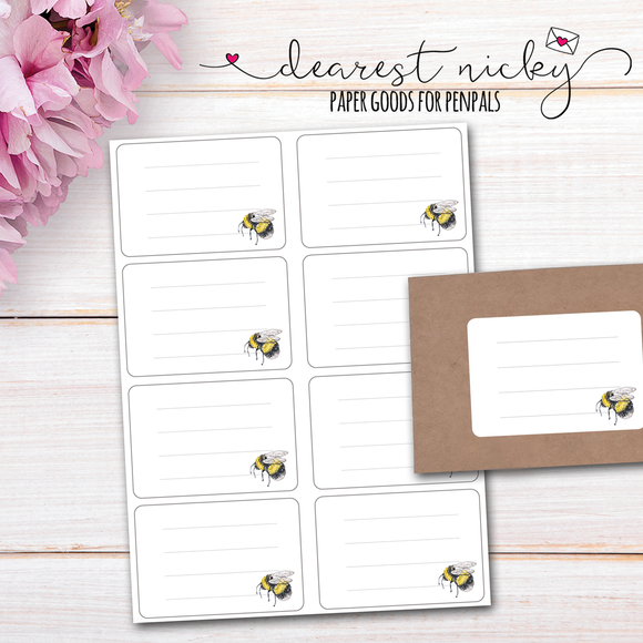 Wildflowers Bumble Bee Mailing Address Labels <br> Set of 16