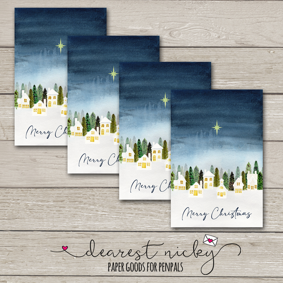 Christmas Village Postcards - Set of 4