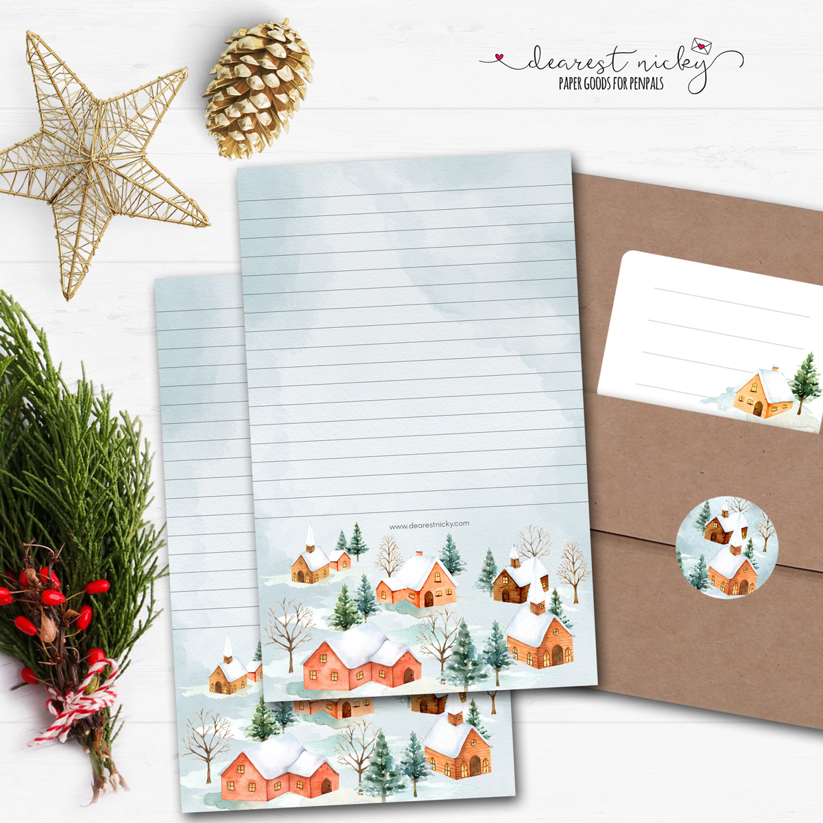 Winter Village Letter Writing Set