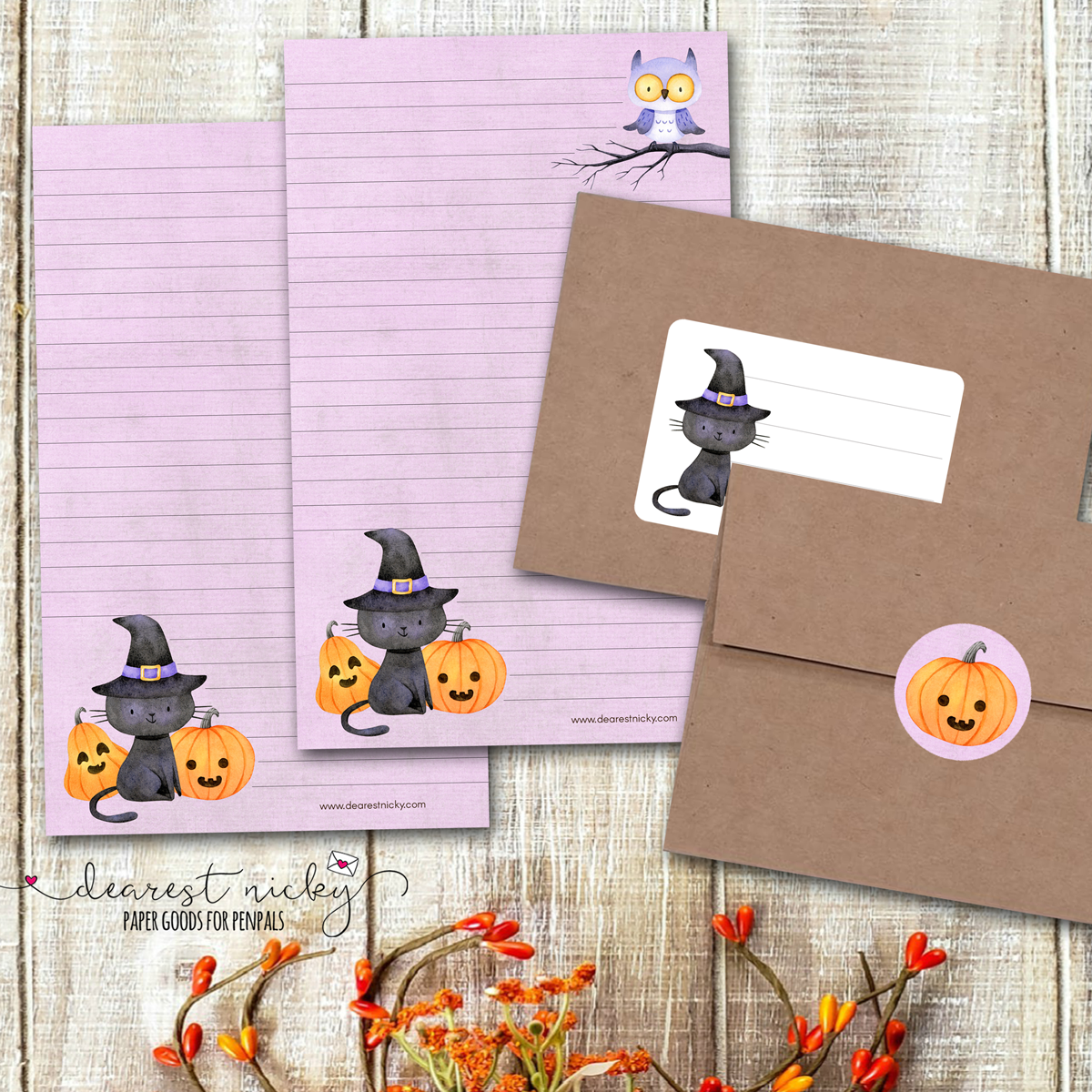 Witch Kitty Envelope Seals - Set of 30 Stickers