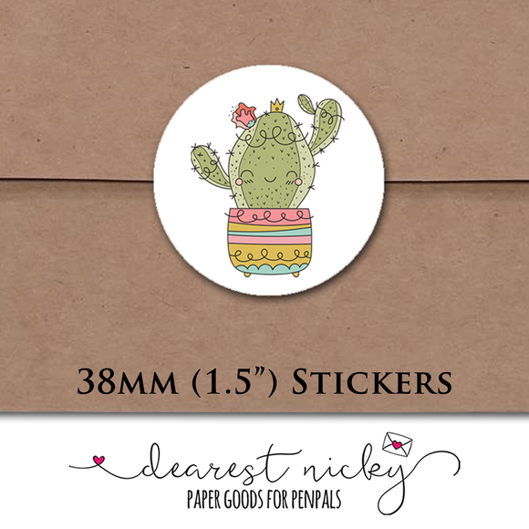Cute Cacti Envelope Seals <br> Set of 30 Stickers