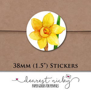 Daffodil Garden Envelope Seals <br> Set of 30 Stickers