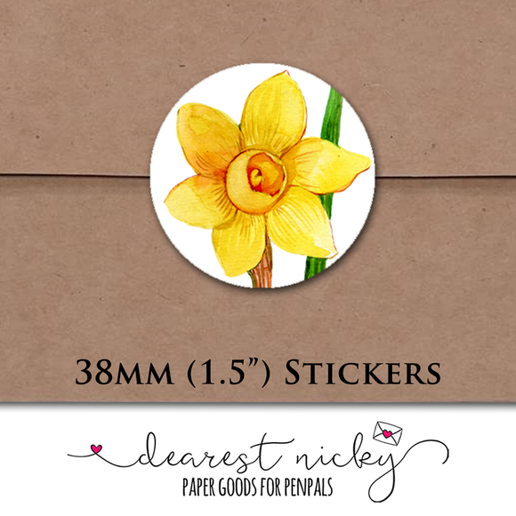 Daffodil Garden Envelope Seals <br> Set of 30 Stickers