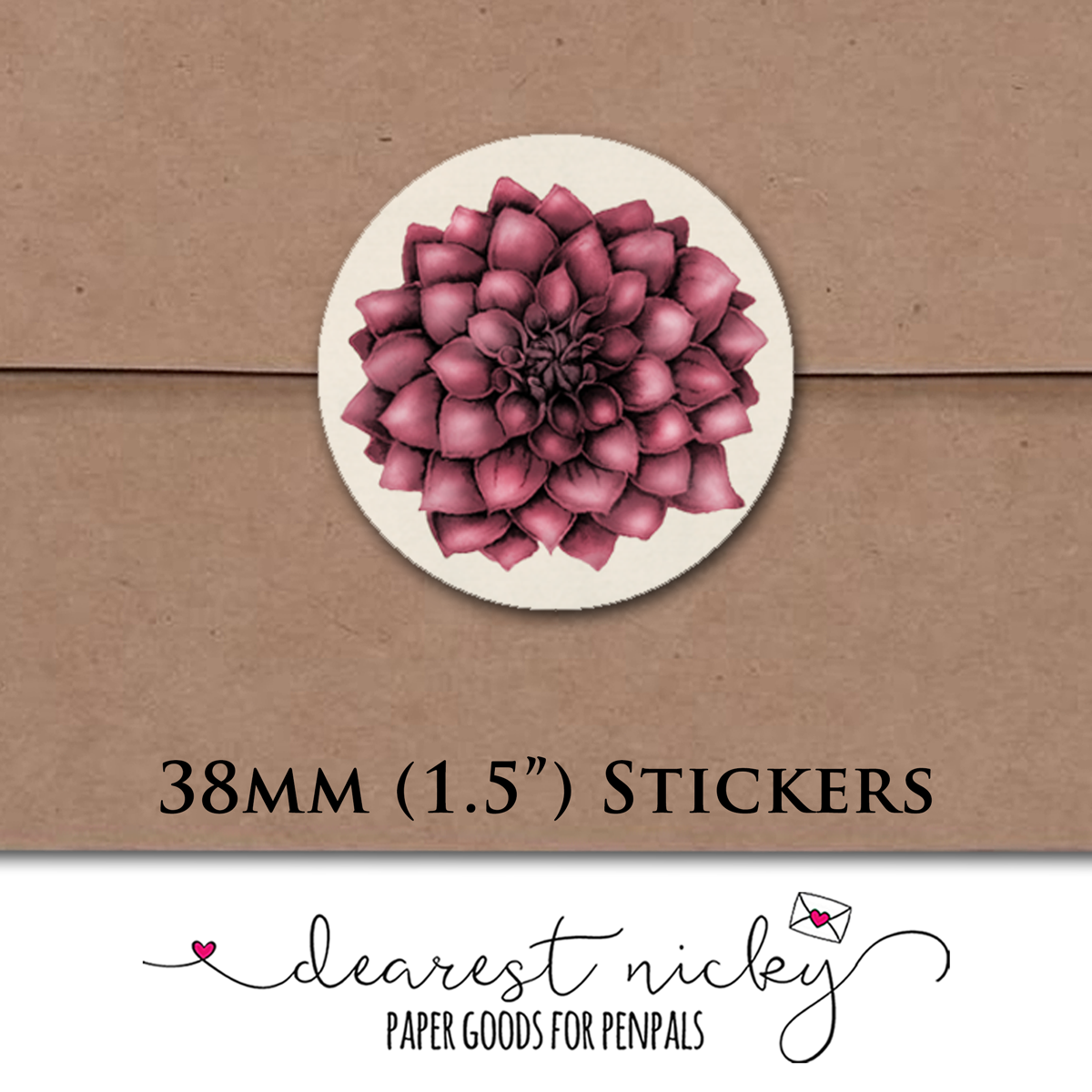 Dahlias Envelope Seals - Set of 30 Stickers