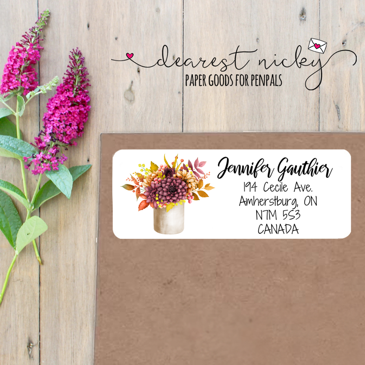 Dahlias Custom Return Address Labels Set of 30