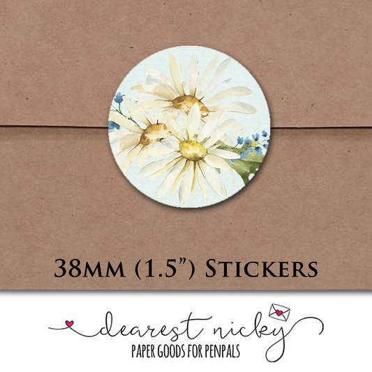 Daisies and Bee Envelope Seals - Set of 30 Stickers