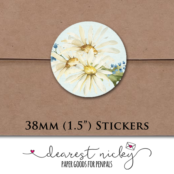 Daisies and Bee Envelope Seals <br> Set of 30 Stickers