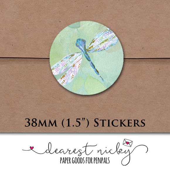 Dragonflies Envelope Seals <br> Set of 30 Stickers